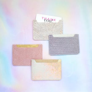 Rosa Kreditkarten Etui, Lila Leder Karten Etui, Gold Leder Visitenkarten Etui, Leder Pink Kartenhülle, Mini Kartenetui Gold