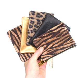 Gold Schlüsselring Tasche, Leopard Geldbörse, Schlüssel Leder Geldbeutel, Tiger Leder Geldbörse, Leder Accessoires, Leder Täschchen schwarz