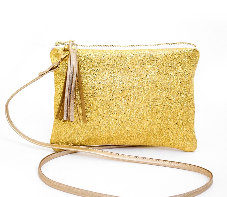Gold Crossbody Bag Gold Leather Shoulderbag Yellow Gold Etsy