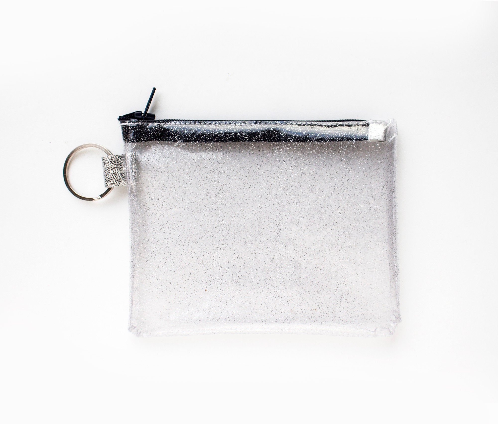 Transparent Keyring Zip Pouch, Plastic Zipper Pouch, Clear