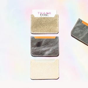 Silber Leder EC-Karten Etui, Leder Visitenkartenetui Beige, Silber Kreditkarten Hülle, Fell Mini Kartenetui, Silber Leder Mini Brieftasche