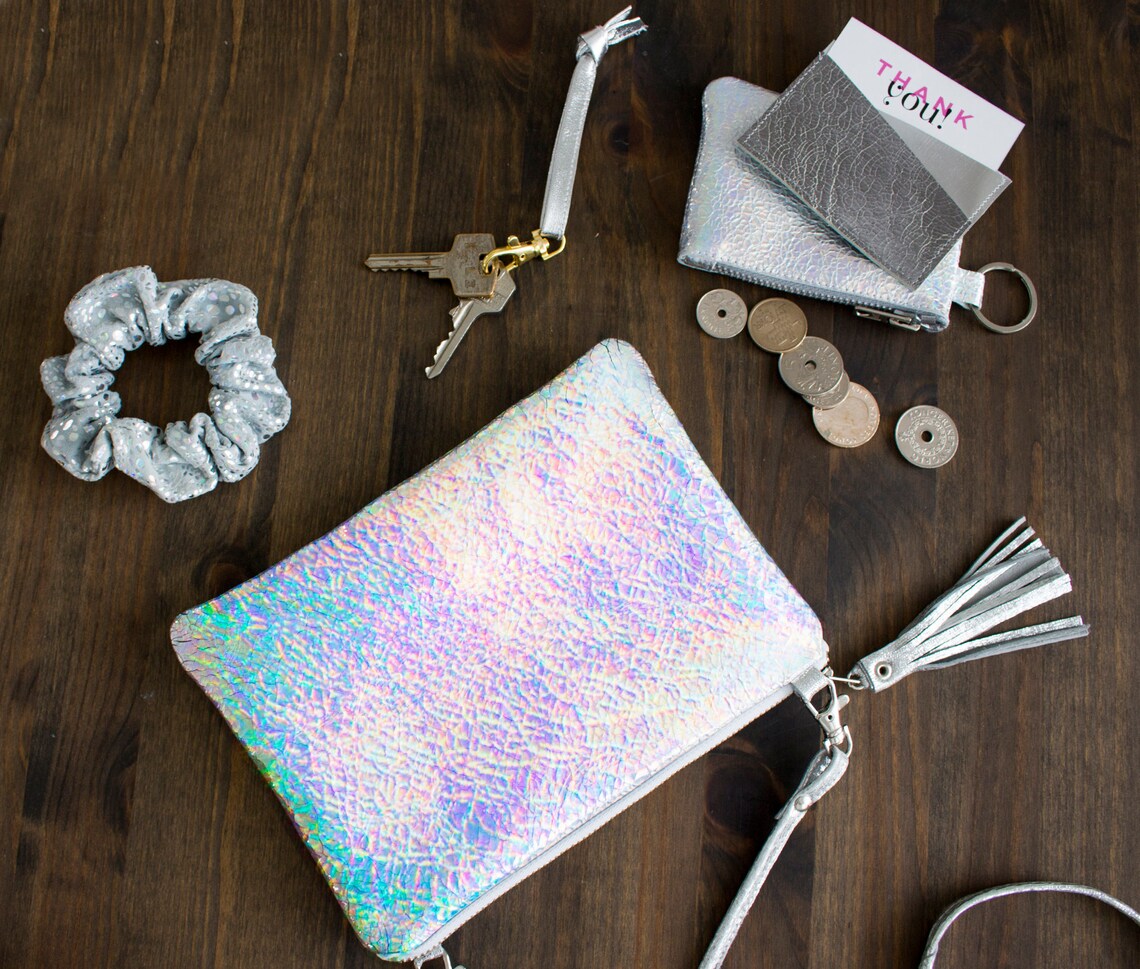 Holographic leather bag Iridescent Crossbody bag Opal Etsy