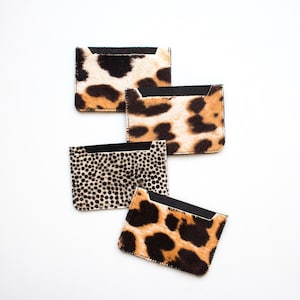 Leopard Leder EC-Karten Etui, Leder Visitenkartenetui, Dalmatiner Kreditkarten Hülle, Leopard Mini Kartenetui, Leder Mini Brieftasche