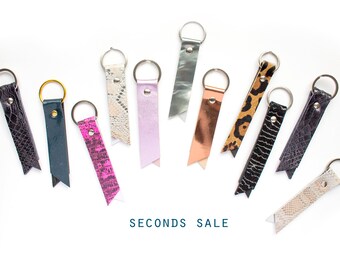 SALE - Leather Key Fob, Loop Keychain, Pink Leather Keychain, Braid Leather Keychain, Cute Leather Accessories, Key Fob Sale, Long Lanyard