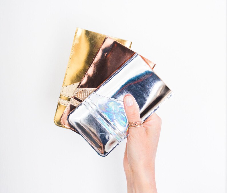 Silver Shiny iPhone Bag Gold iPhone 7 Sleeve Copper Smartphone Pouch Geometric iPhone 8 Sleeve Holographic iPhone 6 Sleeve