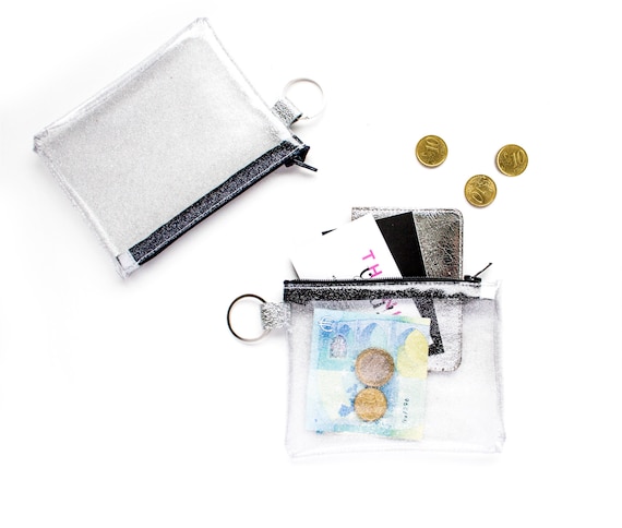 Pochette zippée transparente pour porte-clés, pochette à fermeture