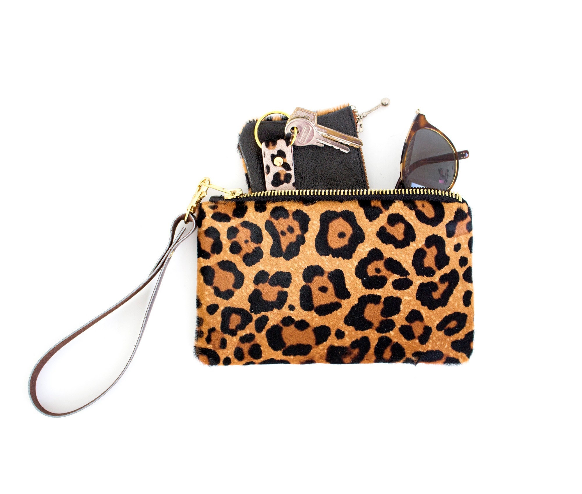 Clare V - Authenticated Clutch Bag - Cloth Camel Leopard for Women, Very Good Condition