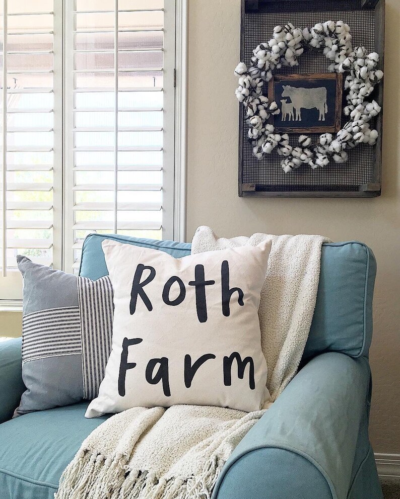 Custom Farm Pillow Personalized Add Your Own Words Etsy
