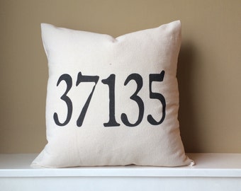 Custom Zip Code - Personalized to Your Area - Natural Canvas Pillow