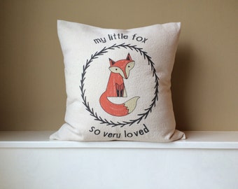 My little Fox so Very Loved - Natural Canvas Pillow