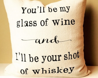 Wine and Whiskey Natural Canvas Pillow - Cozy Home Decor