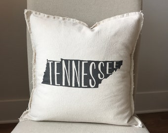 Tennessee Silhouette - State Outline - Natural Canvas Pillow