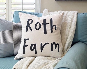 Custom Farm Pillow - Personalized - Add Your Own Words - 20" Natural Canvas Pillow
