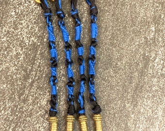 Black Tzitzit Set of 4, Gold Torah Scroll Style Beaded Tassels