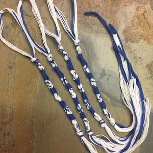 Tzitzit set of 4 Traditional blue and white tzitzits YHWH (10-5-6-5) Knotted for accuracy, knotted loops, Torah Fringe tzits