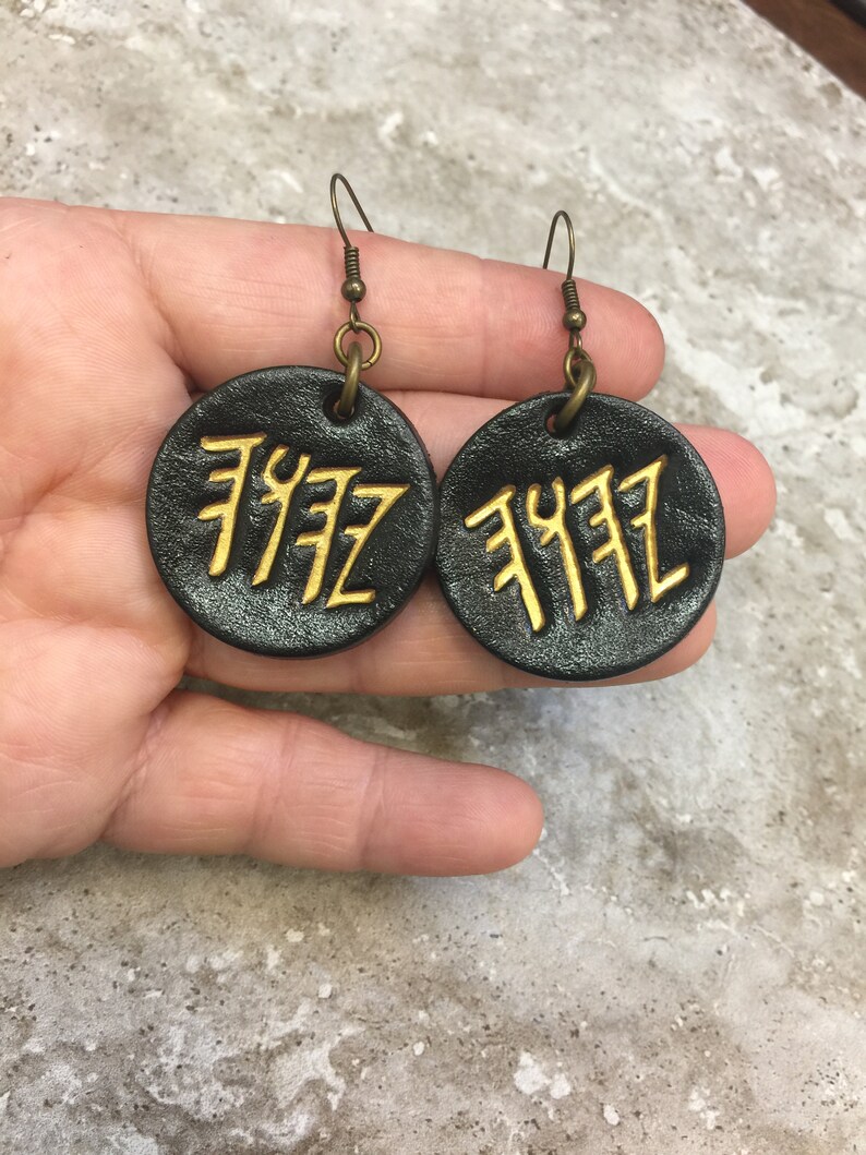 Paleo Hebrew EARRINGS YHWH Black Gold Leather Earrings Jewish Etsy
