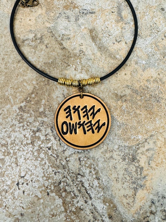 Paleo Hebrew Father and Son necklace YHWH - Yahusha (Yeshua) hand tooled, painted, and dyed leather pendant and cord