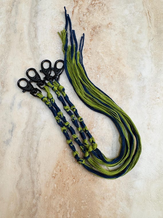 Tzitzits with Clips, Bright Olive and Navy Blue with black clips