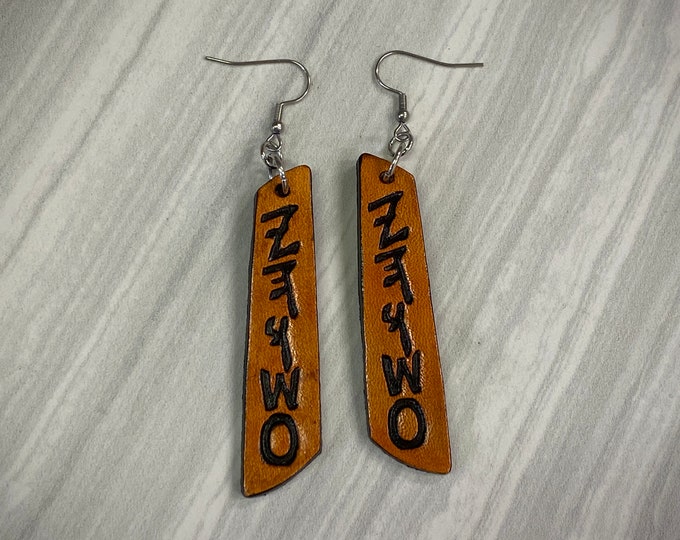 YAHUSHA EARRINGS YAHUSHA in Paleo Hebrew Leather Earrings, Hebrew Torah