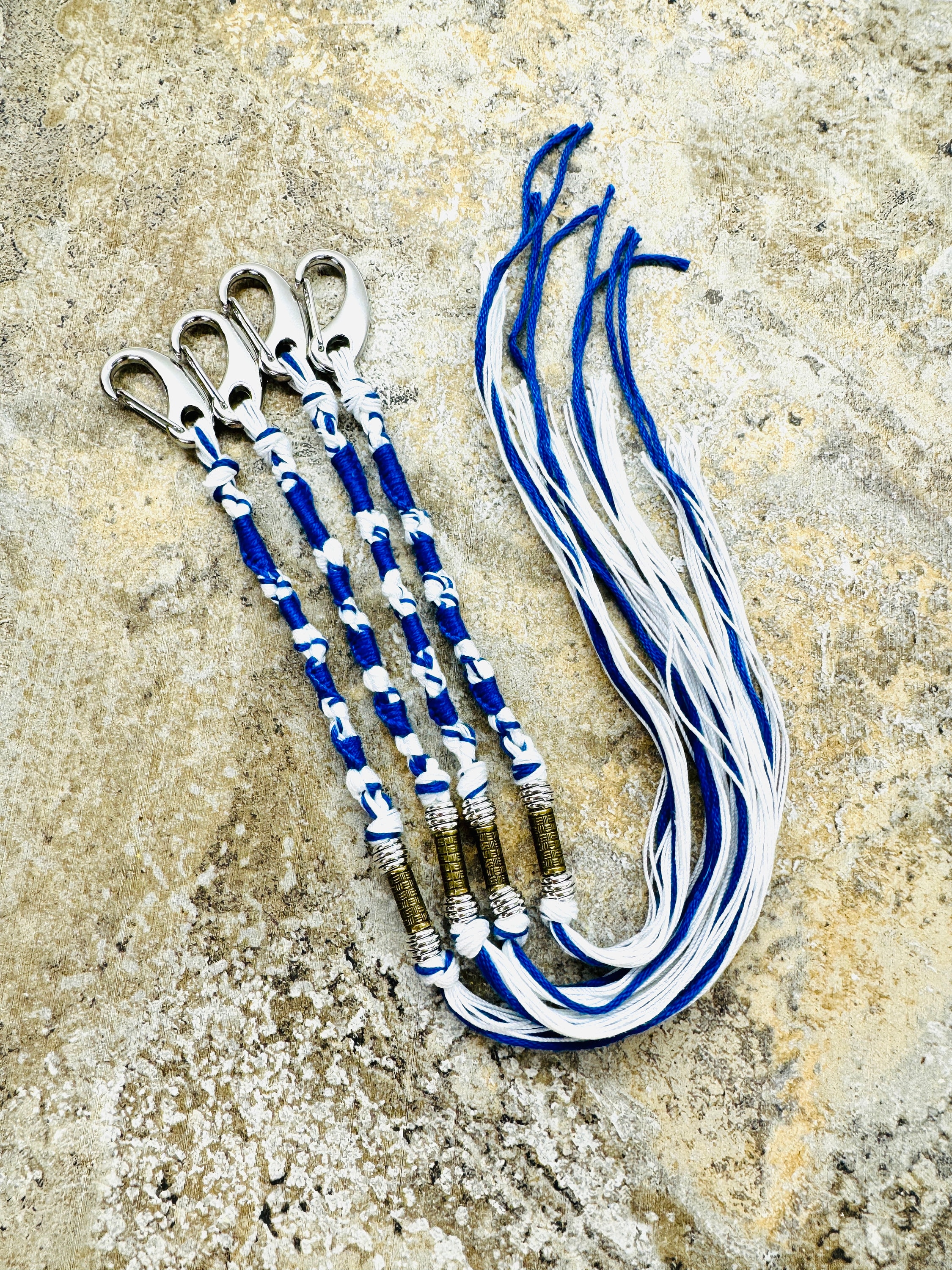 Rolo da Torá Tzitzit: YHWH Borlas de algodão com nós, tekhelet azul royal - Conjunto de 4