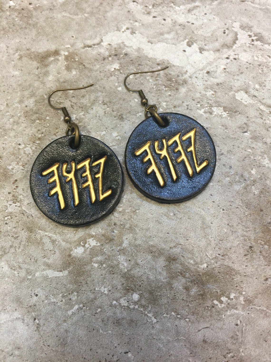 Paleo Hebrew EARRINGS YHWH black gold Leather earrings Jewish Etsy
