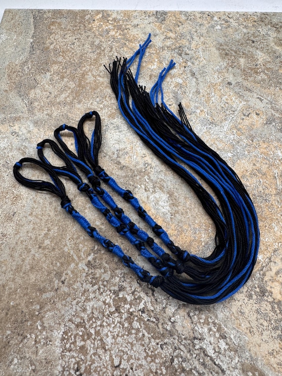 Black tzitzits 4pc set - YHWH (10-5-6-5) Knotted for accuracy, knotted loops, Torah Fringe tzits