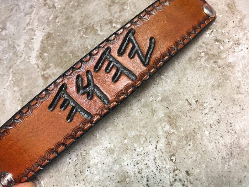 Paleo Hebrew Leather Cuff YHWH Yod-Hey-Vav-Hey or can make | Etsy