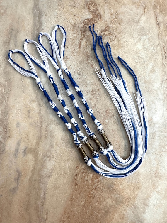 Tzitzit 4 Torah Scroll Messianic Tassels Tzitzits, YHWH (10-5-6-5) Knotted for accuracy, knotted loops, Torah Fringe Tzits tsitsits