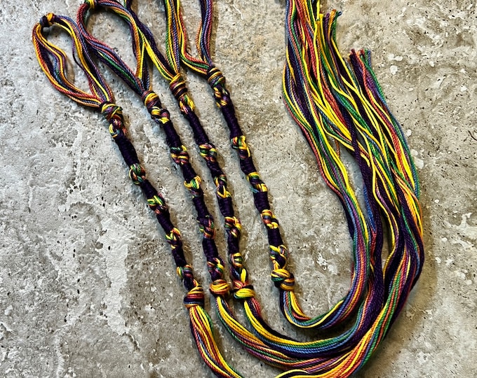 1 set (4 pezzi) Tzitzits filo nappe Tzitzit (per scialle da preghiera) sei colori con fibbia (viola