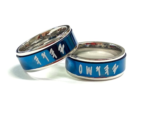 YHWH and YAHUSHA Hebrew Ring, Listing For 1 Ring, Spinner band 2 SIDES Band, Photo shows both sides of 1 Stainless Steel Ring