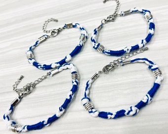 TZITZIT BRACELETS, 4 piece Adjustable White-Royal bracelet