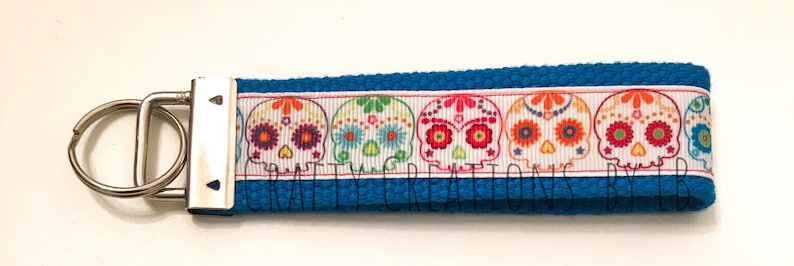 Day of the Dead Key FOB Day of the Dead Keychain Skull Key FOB Sugar Skull Keychain Skull Keychain Sugar Skull Key FOB