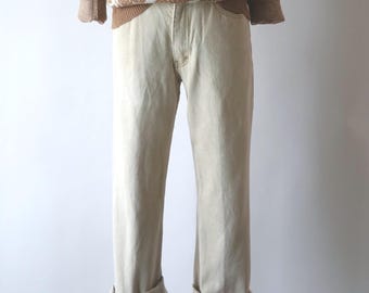90s Calvin Klein sand beige jeans / 1990s high waisted classic cotton denim pants