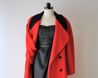red cocoon coat