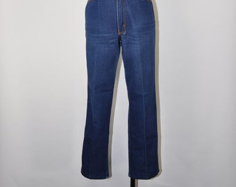 80s indigo high waisted jeans / 1980s straight leg blue jeans / Gitano dark denim pants
