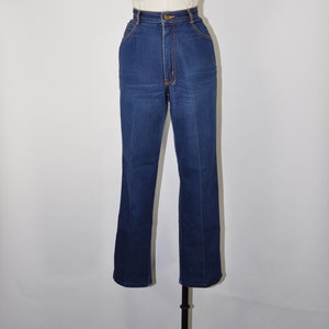 80s indigo high waisted jeans / 1980s straight leg blue jeans / Gitano dark denim pants