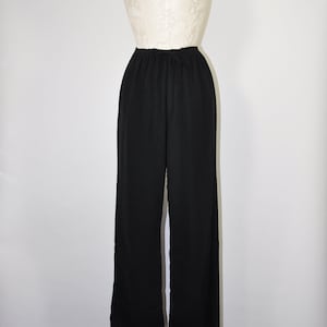 90s black rayon lounge pants / 1990s silky wide leg trousers / vintage Gap pajama pants