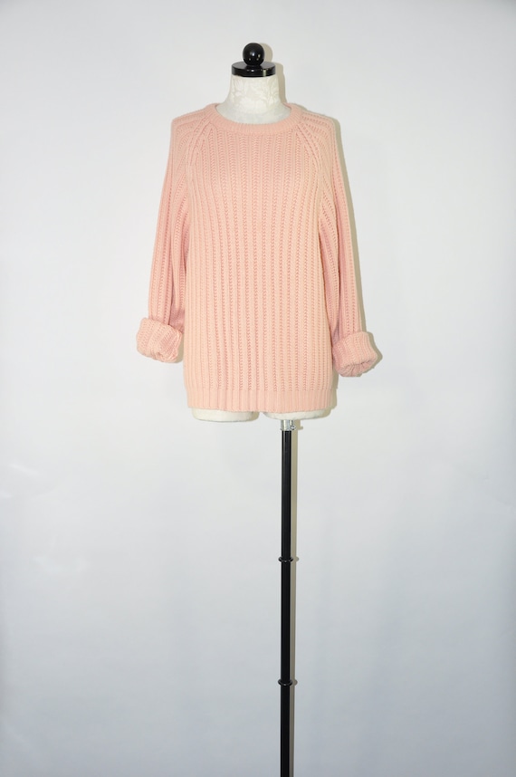 90s blush pink boyfriend sweater / vintage ribbed… - image 1