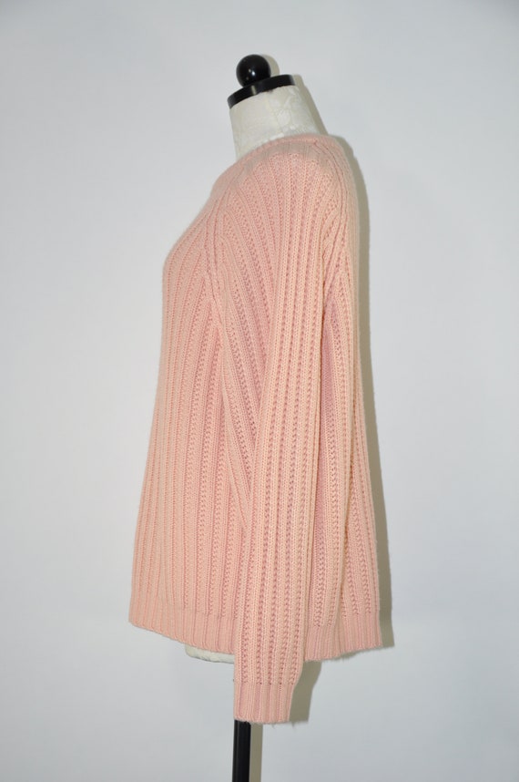 90s blush pink boyfriend sweater / vintage ribbed… - image 6