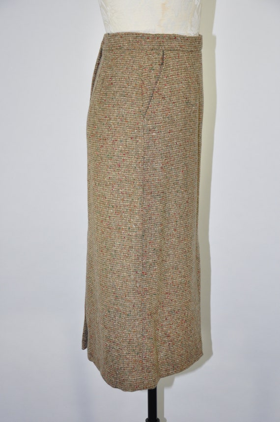 70s split front pencil skirt / wool tweed midi sk… - image 7