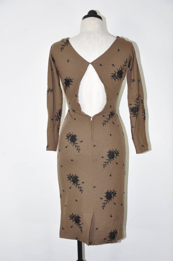 60s nutmeg fitted wool dress / 1960s walnut brown dre… Gem