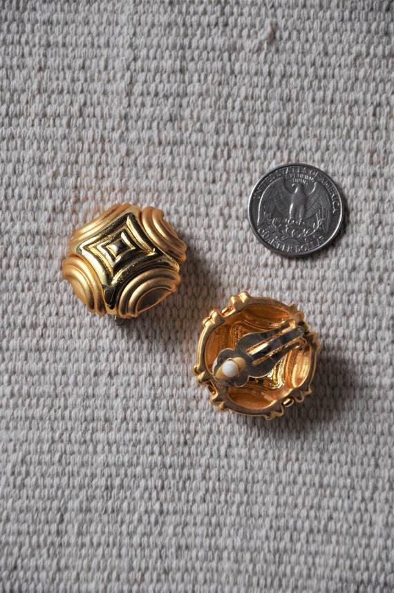 modernist gold earrings / sculptural geometric ea… - image 6