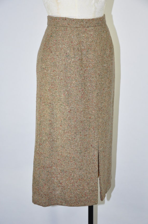 70s long pencil skirt / wool tweed midi skirt / 1… - image 6