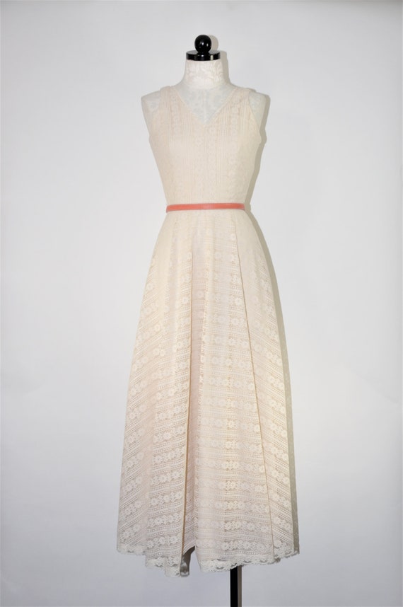 70s almond lace maxi dress / bohemian wedding dre… - image 3