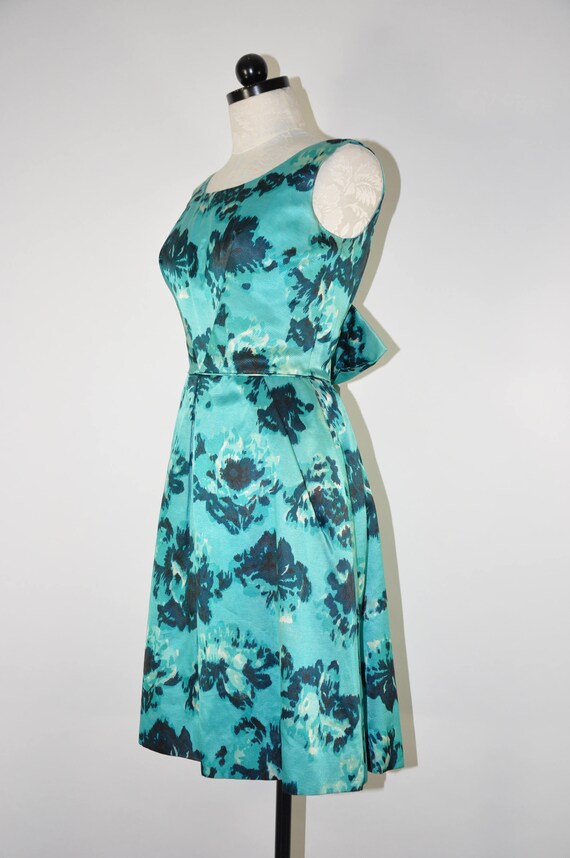 50s floral cocktail dress / 1950s mint green dres… - image 9