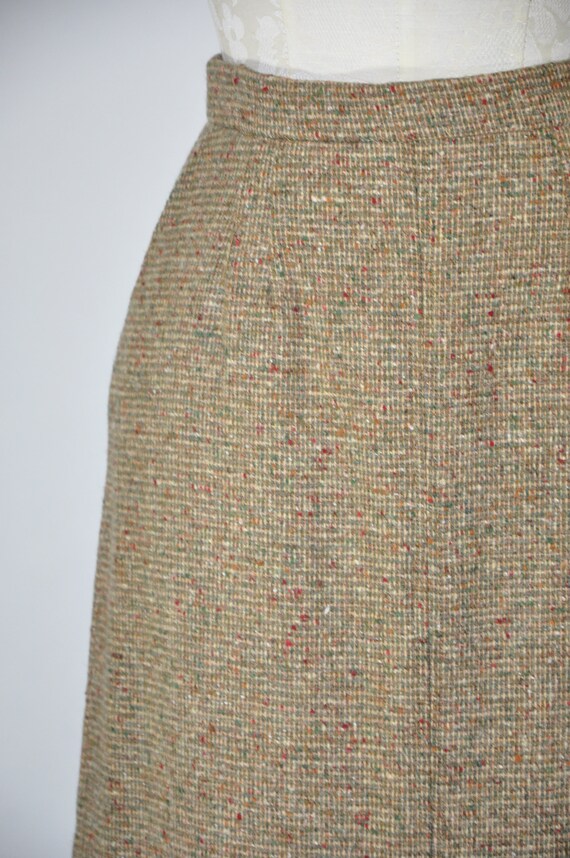 70s split front pencil skirt / wool tweed midi sk… - image 4