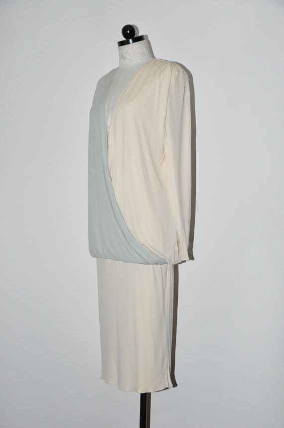 80s draped grecian dress / 1980s long sleeve dres… - image 9