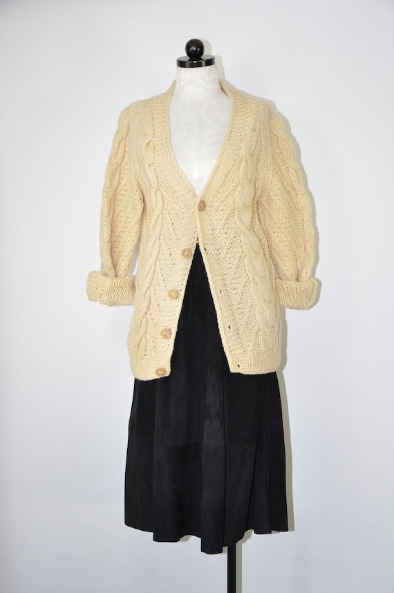 60s wool fisherman sweater / chunky knit aran card