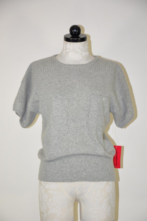 90s gray wool sweater / 1990s lambswool knit top … - image 7