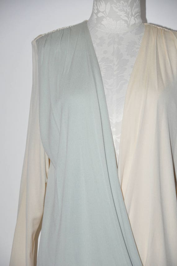 80s draped grecian dress / 1980s long sleeve dres… - image 3